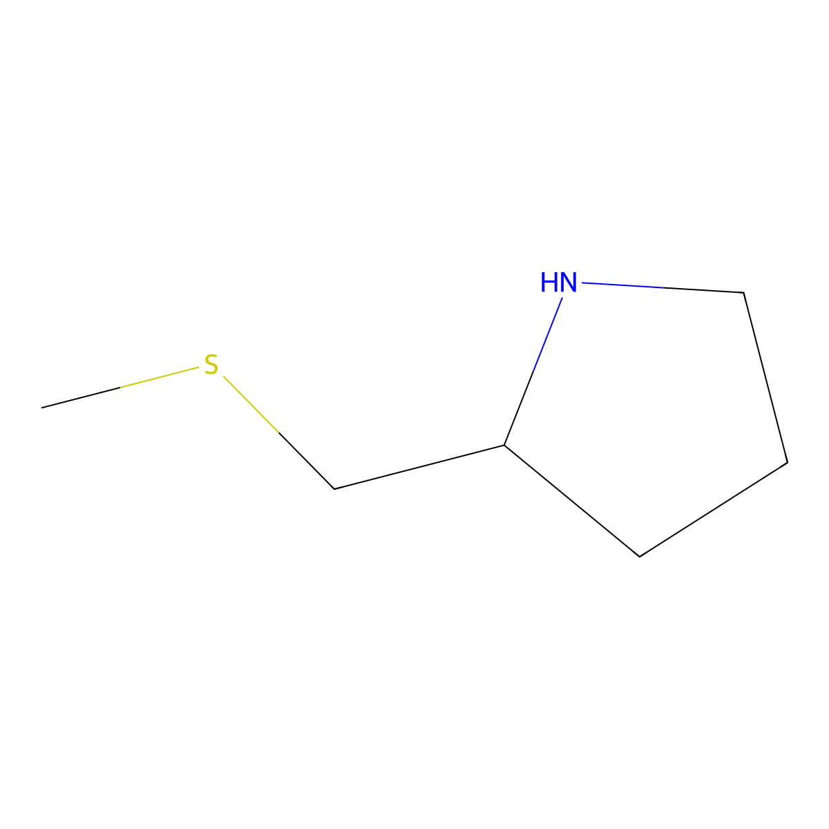 (2S)-2-[(methylsulfanyl)methyl]pyrrolidine molecular structure, CAS 106865-55-8
