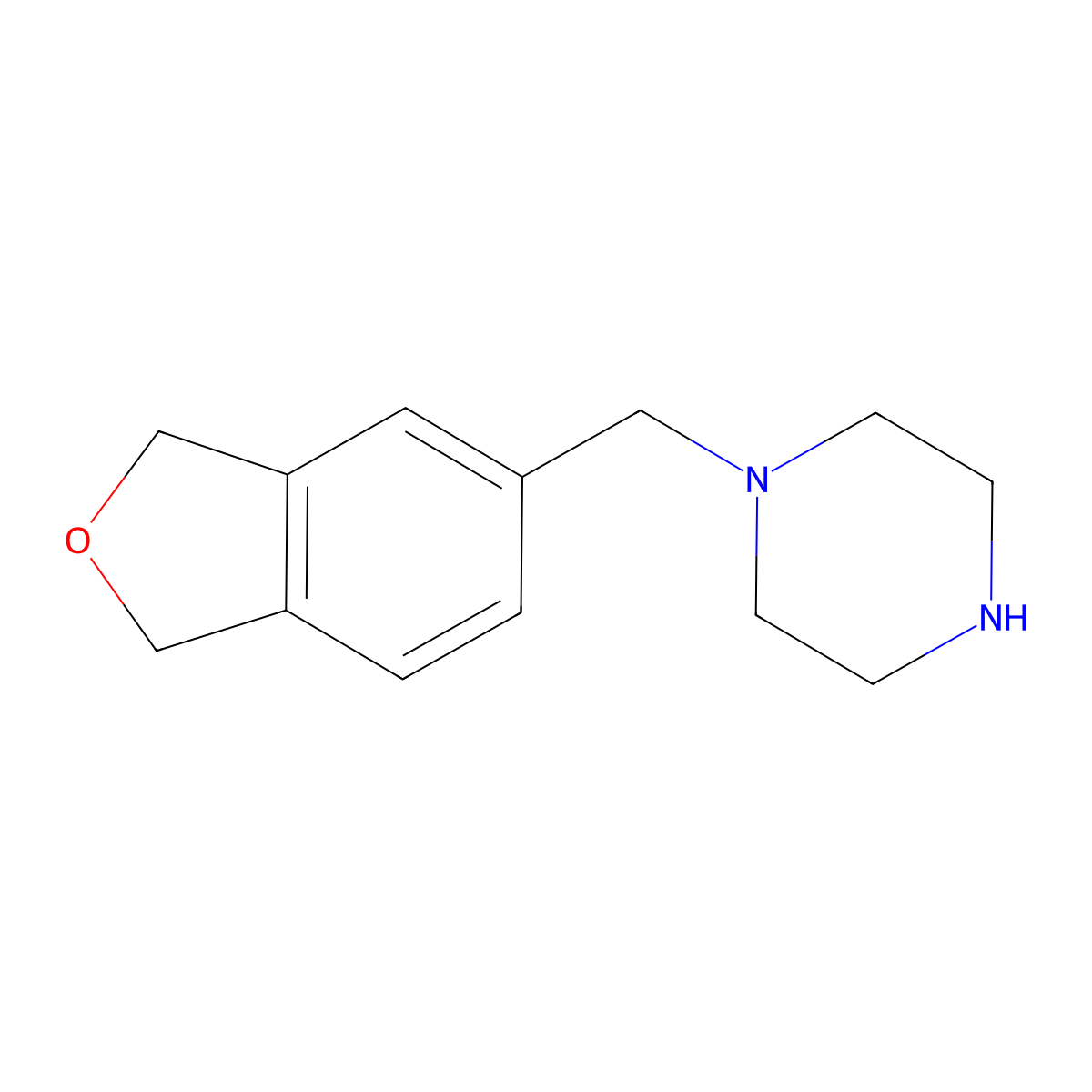 1-(1,3-Dihydro-2-benzofuran-5-ylmethyl)piperazine molecular structure, CAS 1068652-64-1