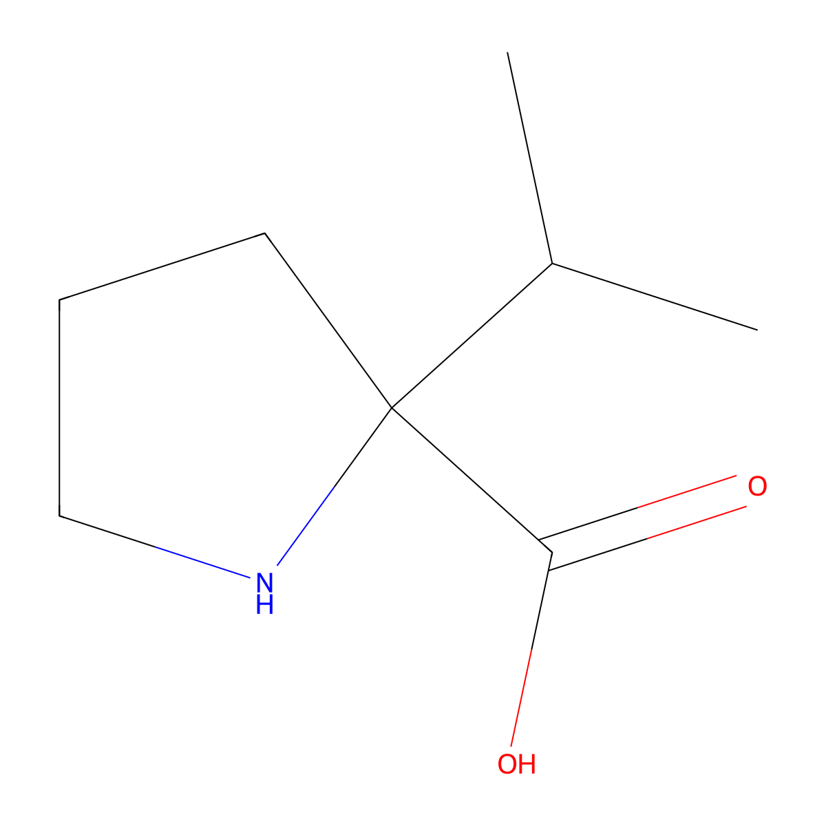 (S)-2-isopropylpyrrolidine-2-carboxylic acid molecular structure, CAS 1068704-38-0