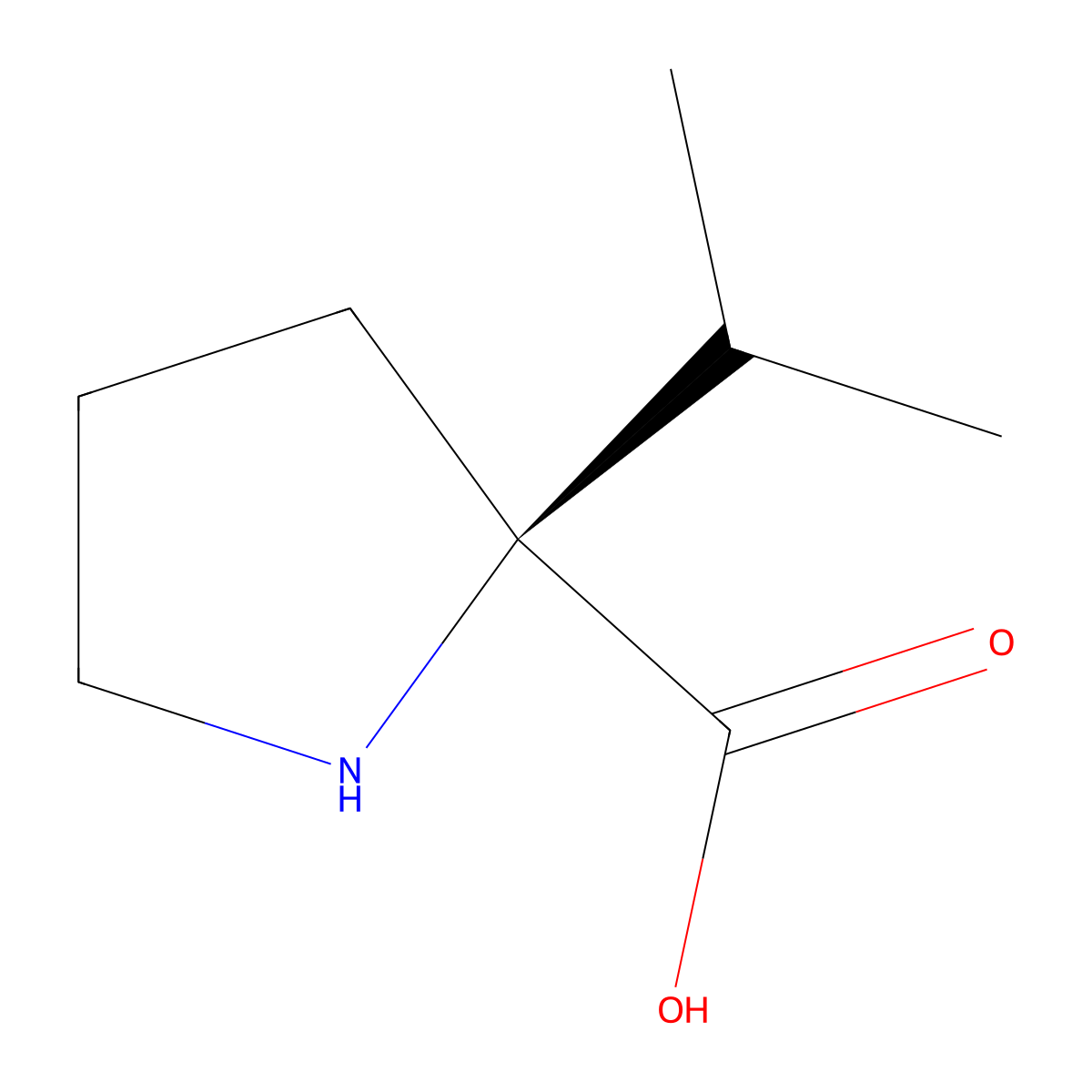 (S)-2-isopropylpyrrolidine-2-carboxylic acid molecular structure, CAS 1068704-38-0