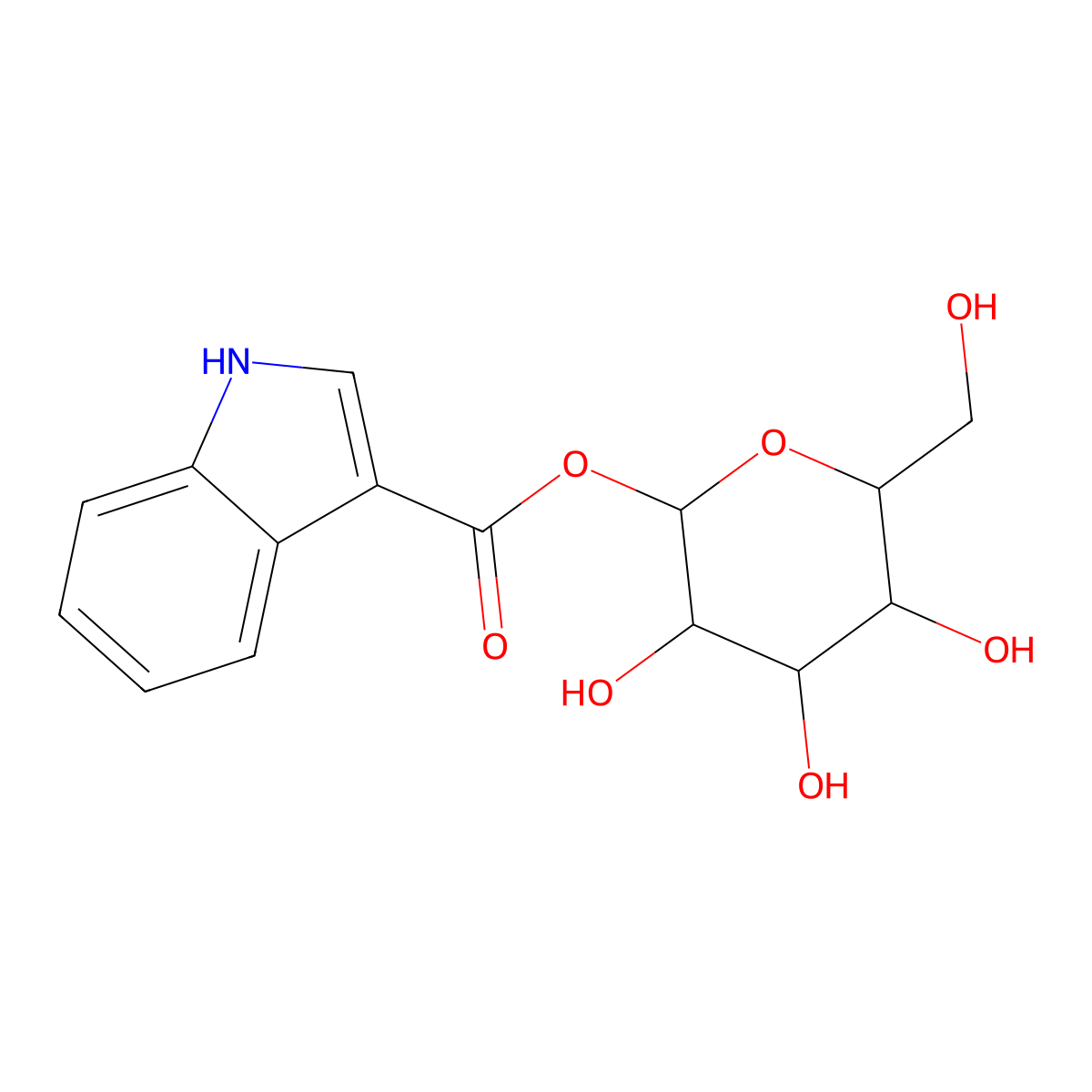 Indole-3-carboxylic acid beta-d-glucopyranosyl ester molecular structure, CAS 106871-55-0