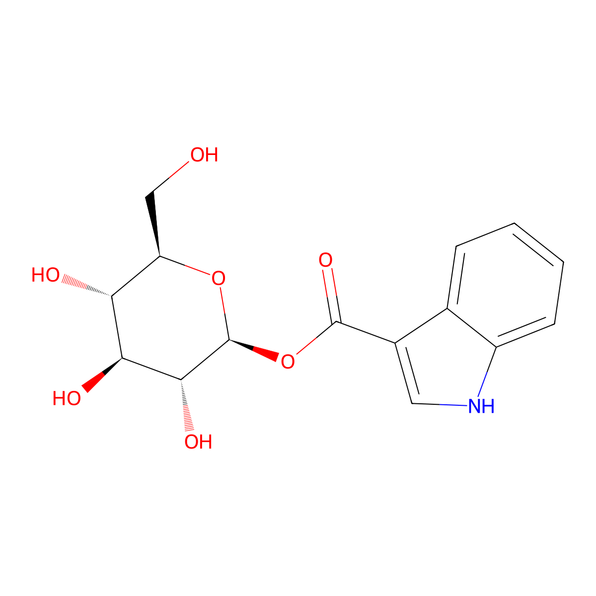 Indole-3-carboxylic acid beta-d-glucopyranosyl ester molecular structure, CAS 106871-55-0