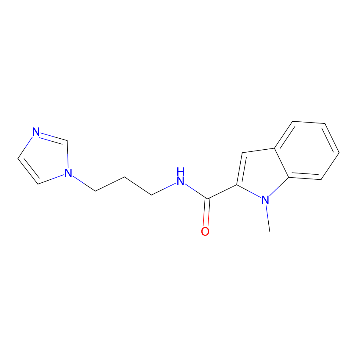 1h-Indole-2-carboxamide,n-[3-(1h-imidazol-1-yl)propyl]-1-methyl- molecular structure, CAS 106876-06-6