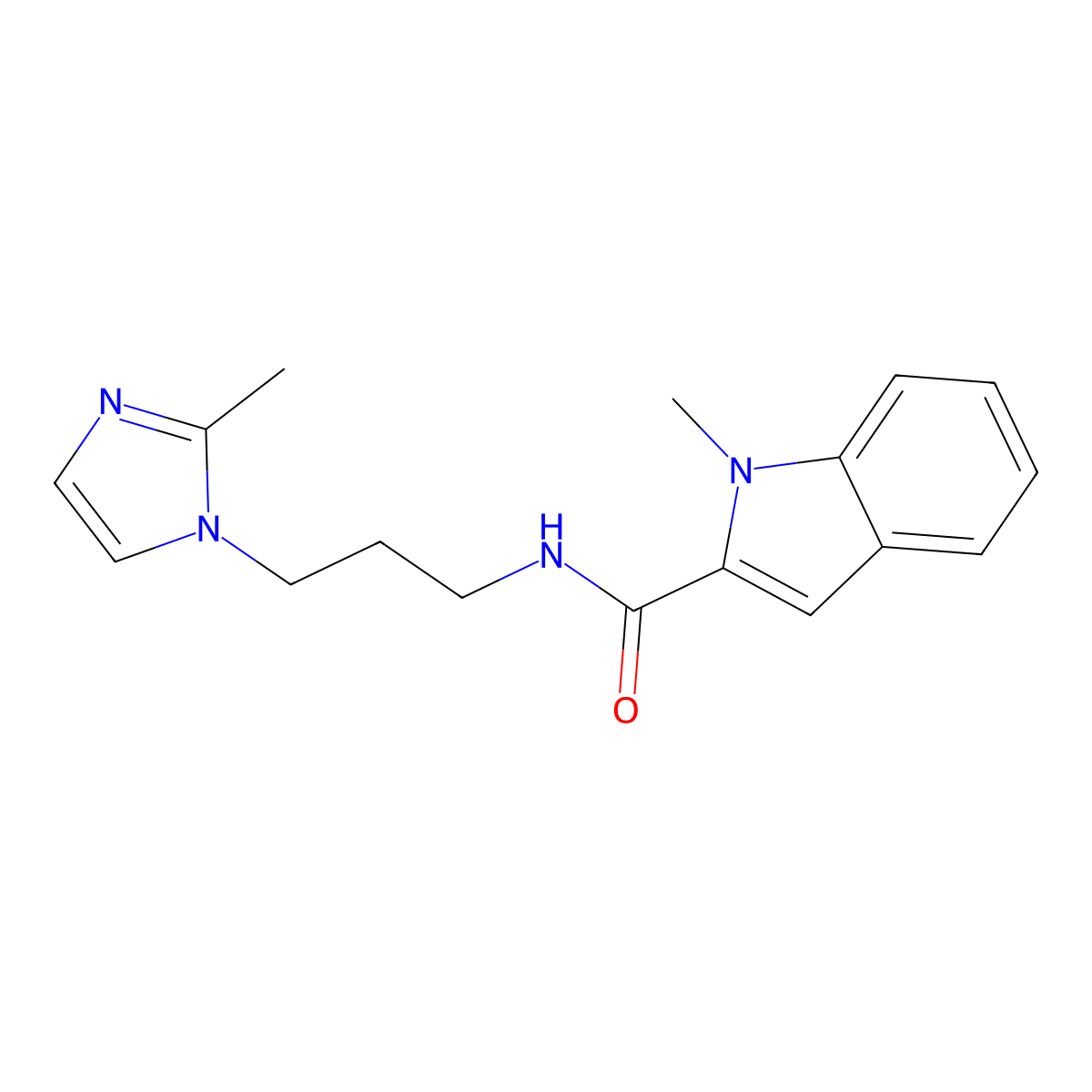 1h-Indole-2-carboxamide,1-methyl-n-[3-(2-methyl-1h-imidazol-1-yl)propyl]- molecular structure, CAS 106876-22-6