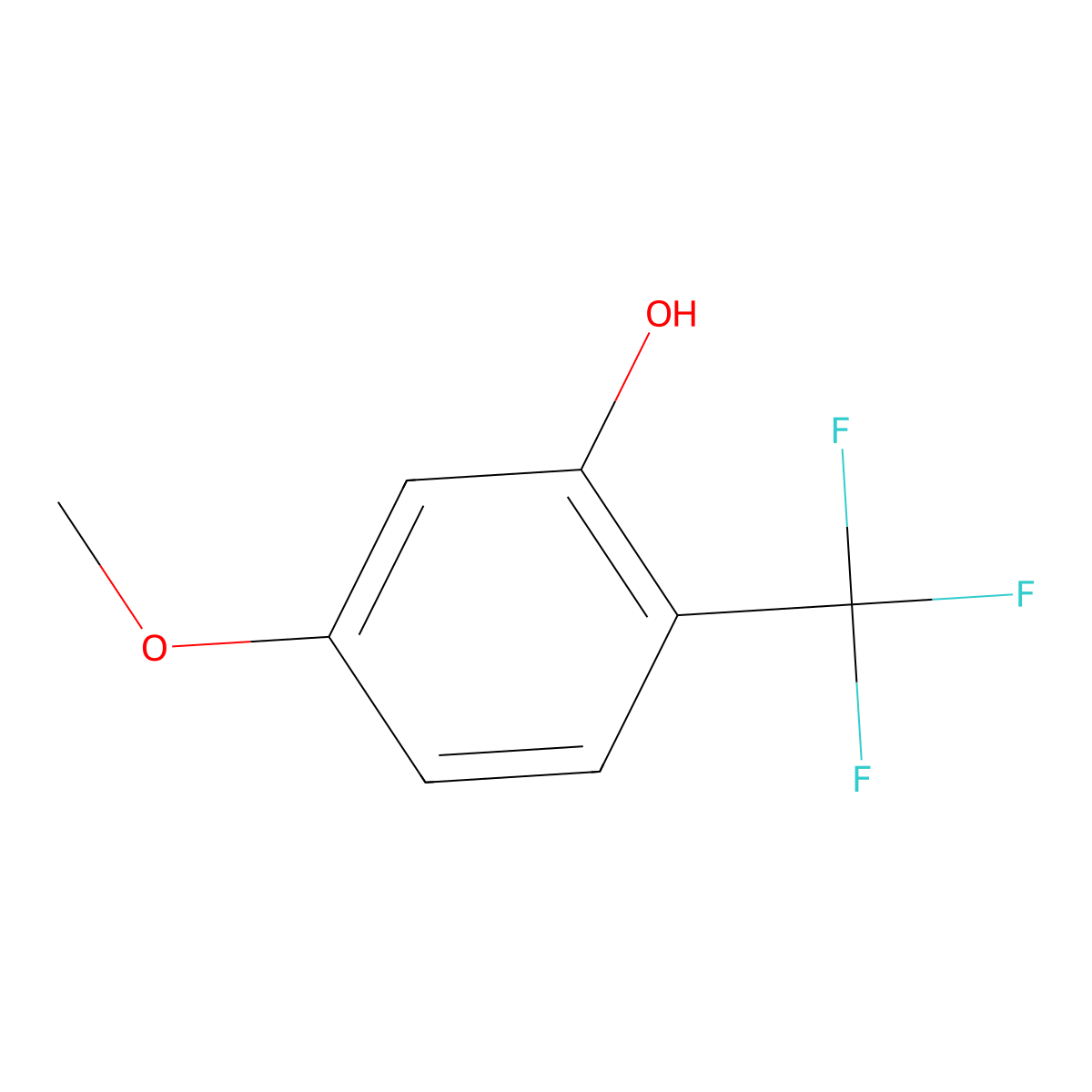 5-Methoxy-2-(trifluoromethyl)phenol molecular structure, CAS 106877-40-1