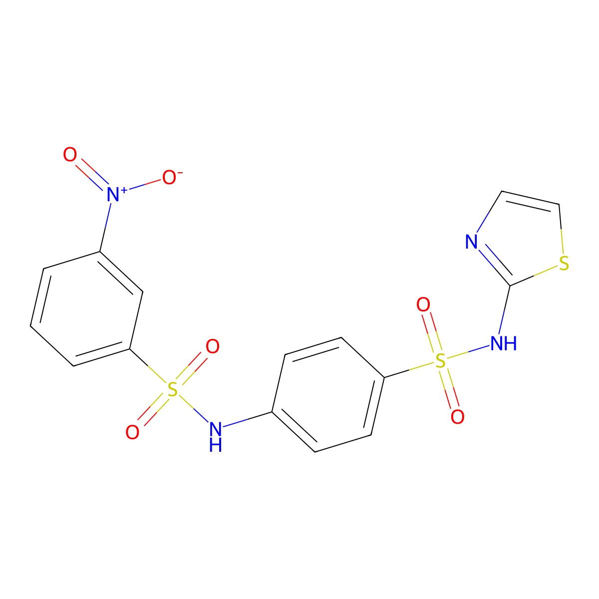 3-nitro-N-[4-(1,3-thiazol-2-ylsulfamoyl)phenyl]benzenesulfonamide molecular structure, CAS 106882-50-2