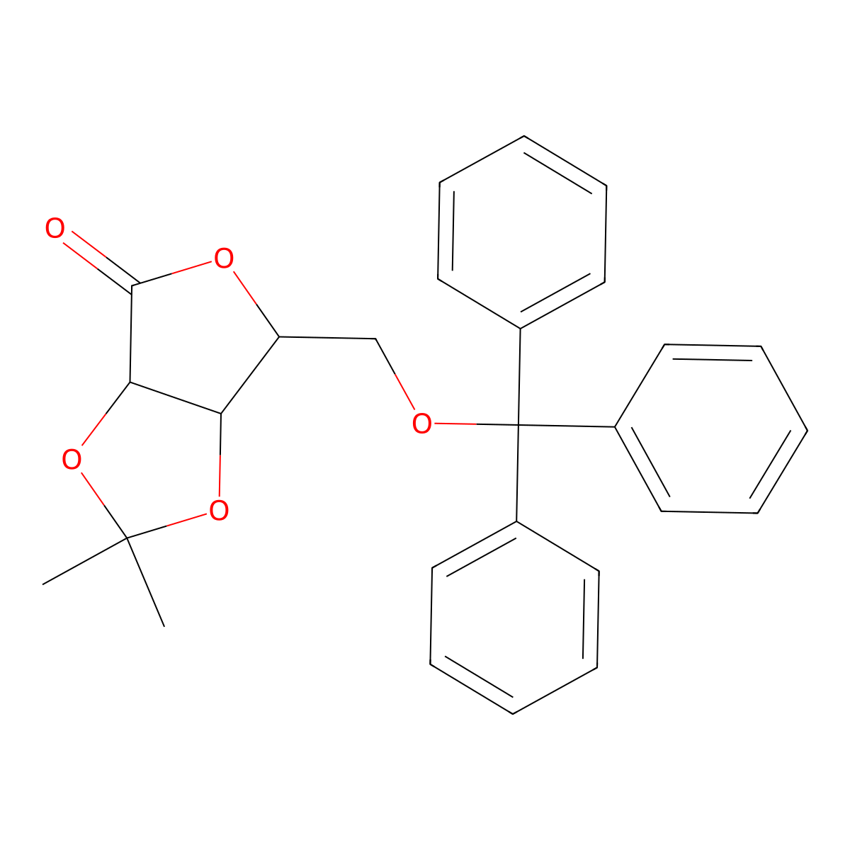 D-Ribonic acid, 2,3-O-(1-methylethylidene)-5-O-(triphenylmethyl)-, gamma-lactone molecular structure, CAS 106886-17-3