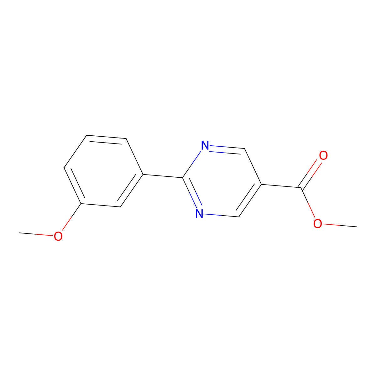 2-(3-Methoxy-phenyl)-pyrimidine-5-carboxylic acid methyl ester molecular structure, CAS 1068975-33-6