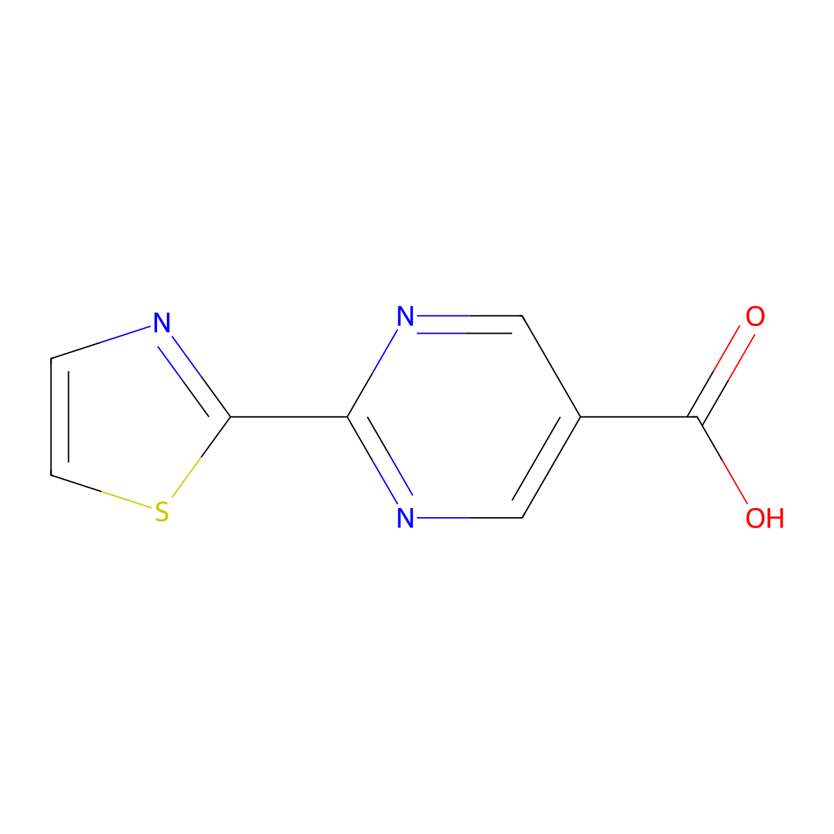 2-(Thiazol-2-YL)pyrimidine-5-carboxylic acid molecular structure, CAS 1068975-58-5