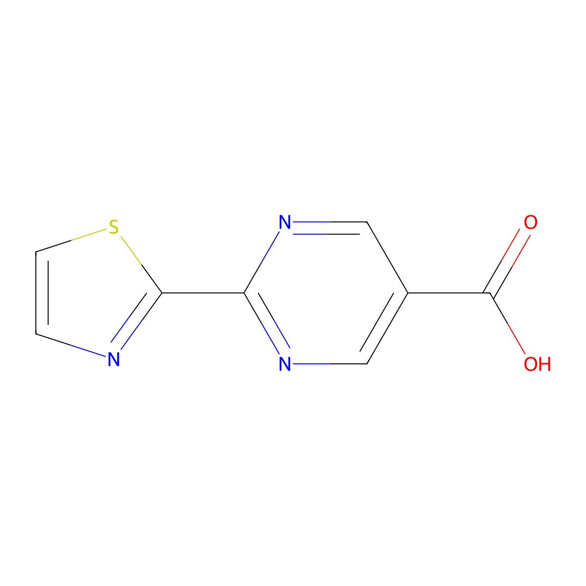 2-(Thiazol-2-YL)pyrimidine-5-carboxylic acid molecular structure, CAS 1068975-58-5