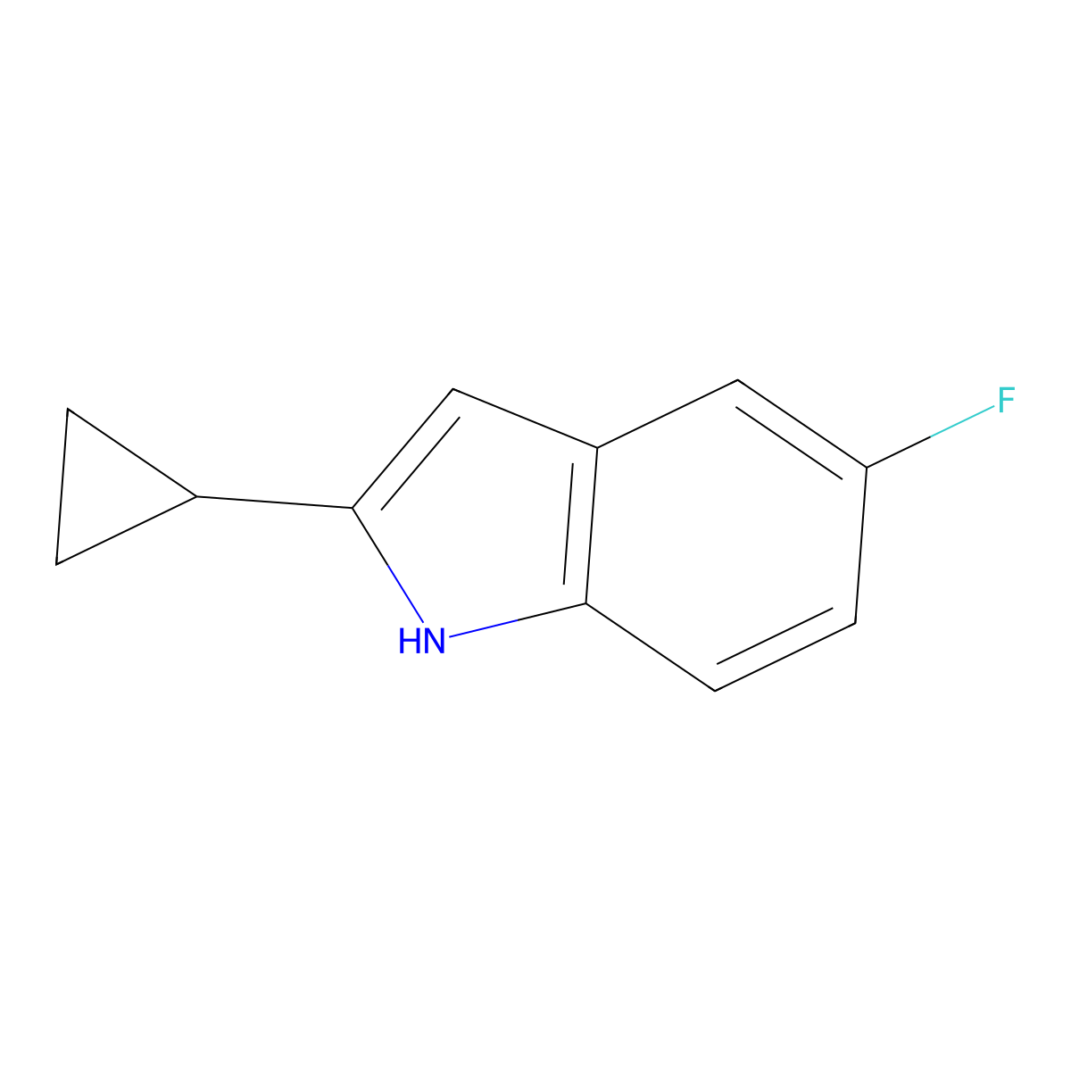 2-cyclopropyl-5-fluoro-1H-indole molecular structure, CAS 1068976-46-4