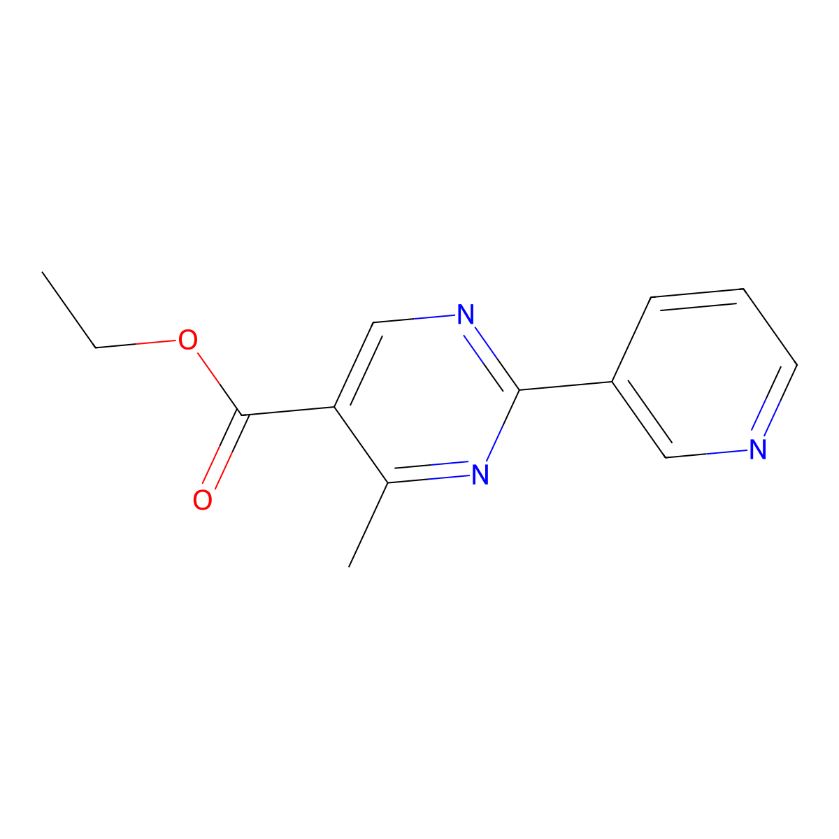Ethyl 4-methyl-2-pyridin-3-ylpyrimidine-5-carboxylate molecular structure, CAS 1068976-93-1