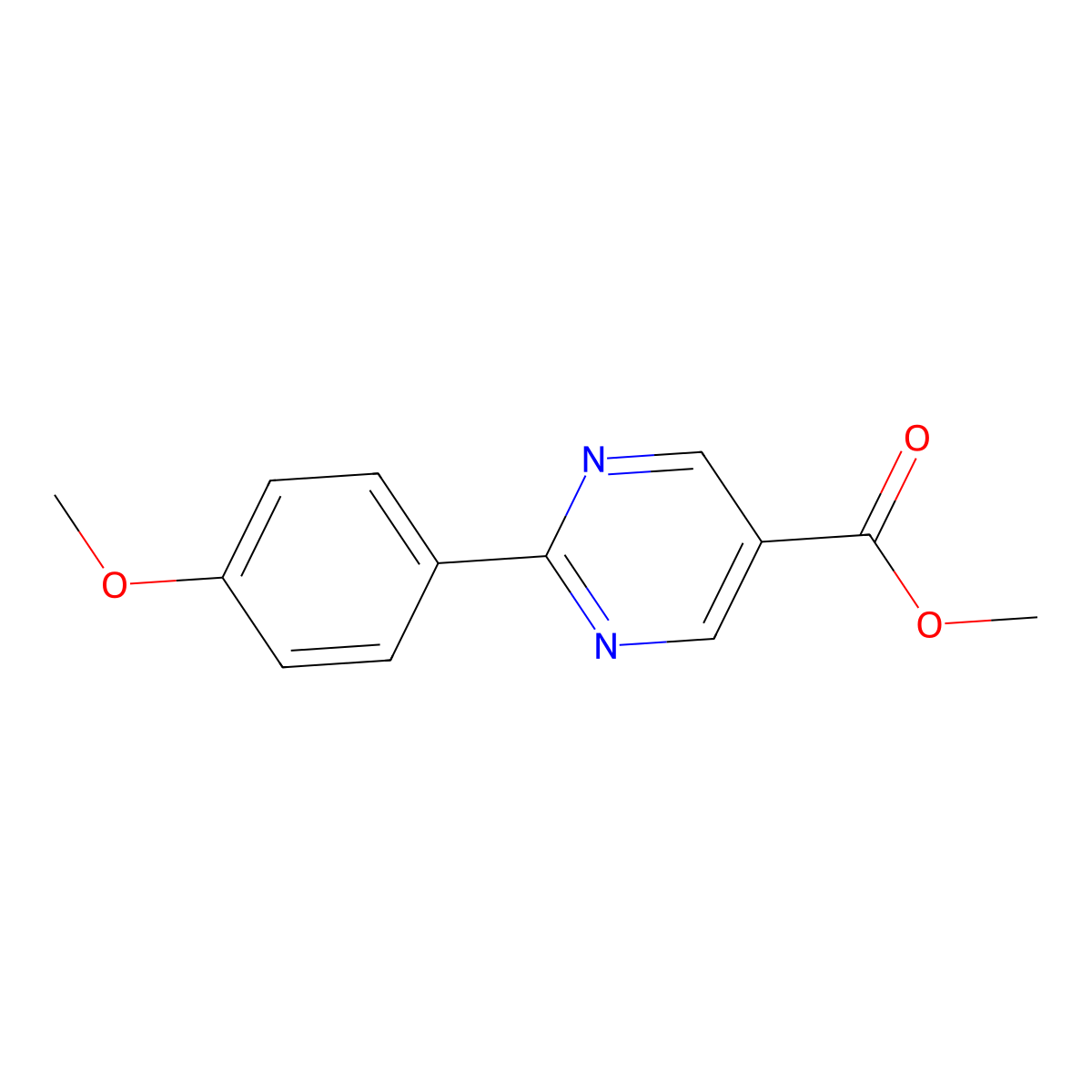 Methyl 2-(4-methoxyphenyl)pyrimidine-5-carboxylate molecular structure, CAS 1068977-07-0