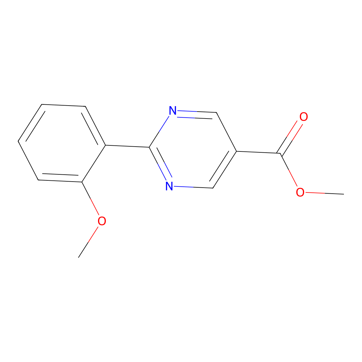 Methyl 2-(2-methoxyphenyl)pyrimidine-5-carboxylate molecular structure, CAS 1068977-10-5