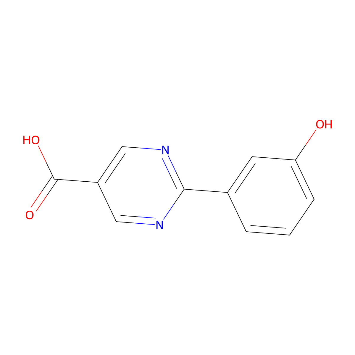2-(3-Hydroxyphenyl)pyrimidine-5-carboxylic acid molecular structure, CAS 1068977-15-0