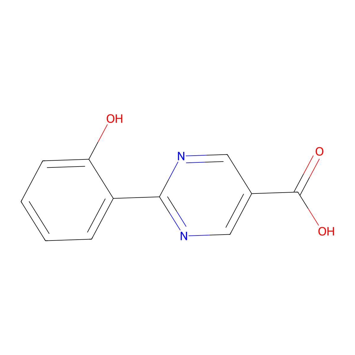 2-(2-Hydroxyphenyl)pyrimidine-5-carboxylic acid molecular structure, CAS 1068977-20-7