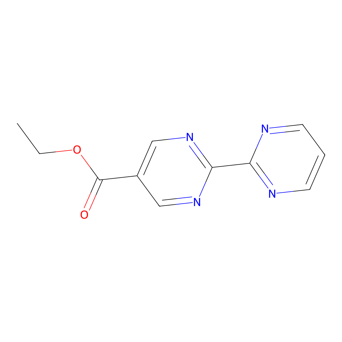 Ethyl 2-(pyrimidin-2-yl)pyrimidine-5-carboxylate molecular structure, CAS 1068977-22-9
