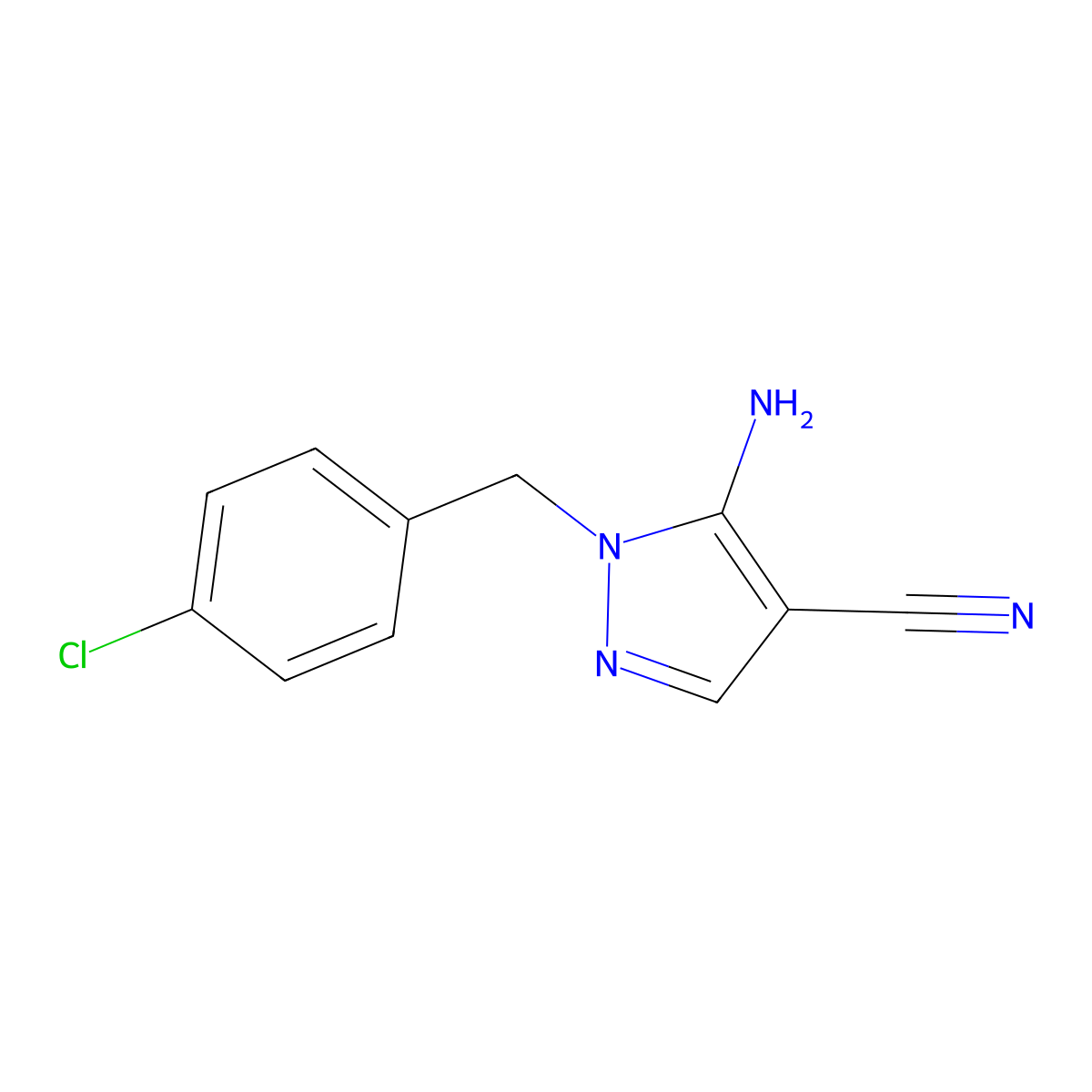 5-Amino-1-[(4-chlorophenyl)methyl]-1H-pyrazole-4-carbonitrile molecular structure, CAS 106898-36-6