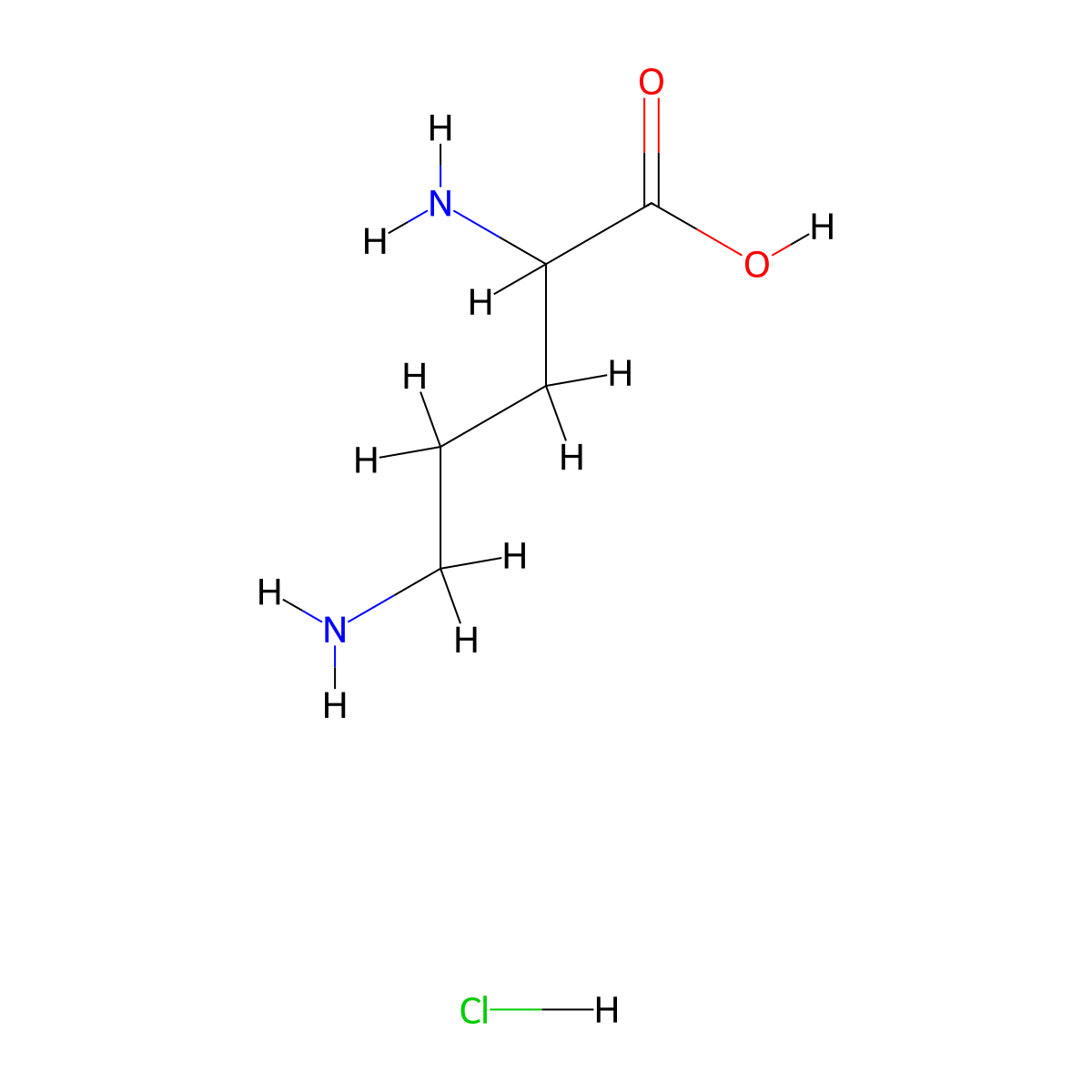 DL-ornithine hydrochloride molecular structure, CAS 1069-31-4