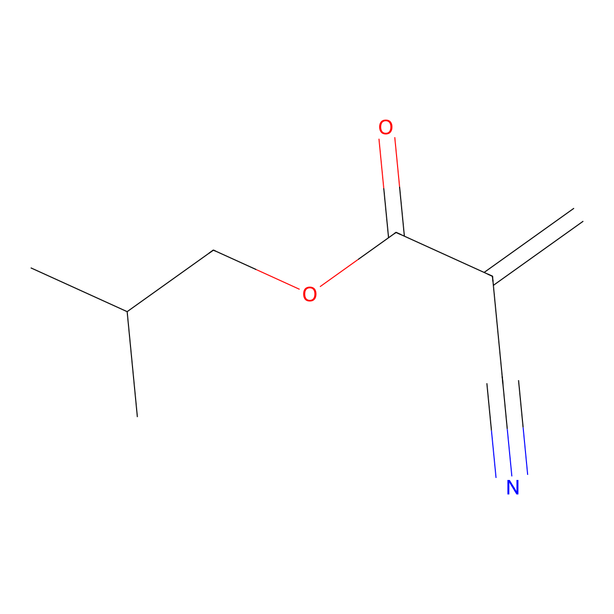 Isobutyl 2-cyanoacrylate molecular structure, CAS 1069-55-2