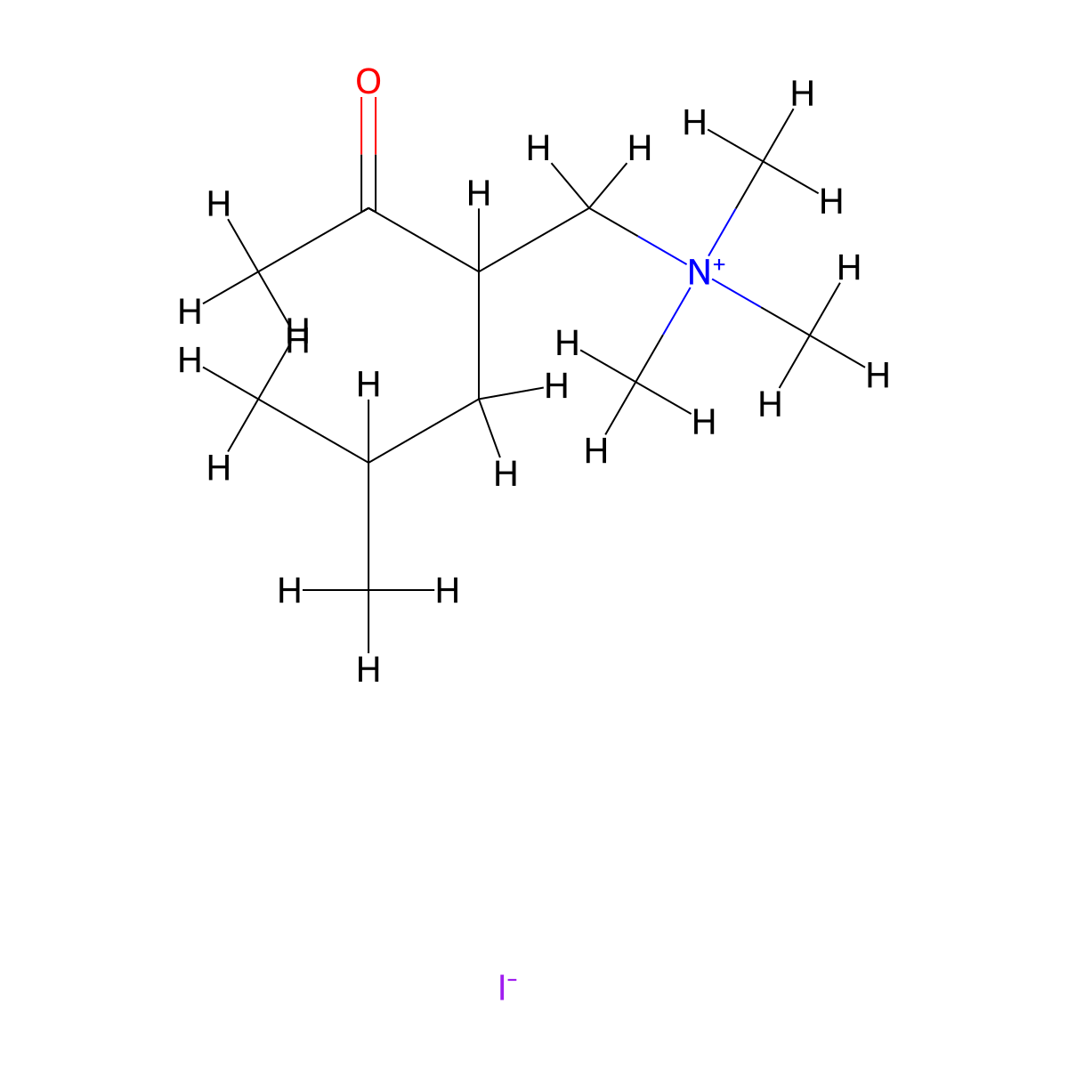 (2-Acetyl-4-methylpentyl)trimethylammonium Iodide molecular structure, CAS 1069-62-1