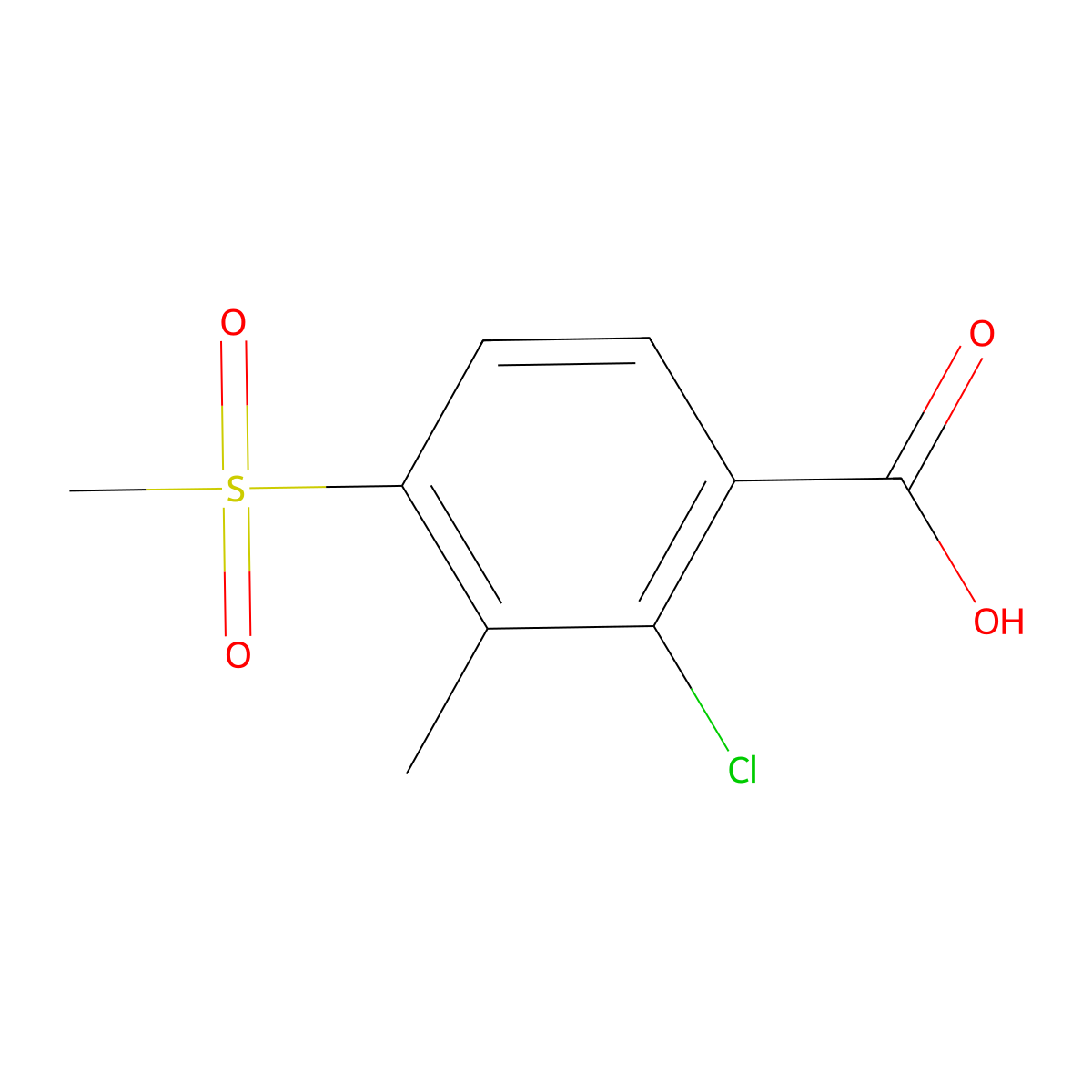 2-Chloro-3-methyl-4-(methylsulfonyl)benzoic acid molecular structure, CAS 106904-09-0