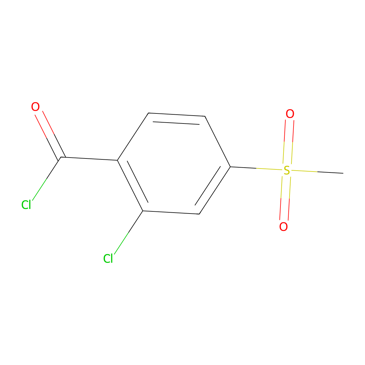 Benzoyl chloride, 2-chloro-4-(methylsulfonyl)- molecular structure, CAS 106904-10-3