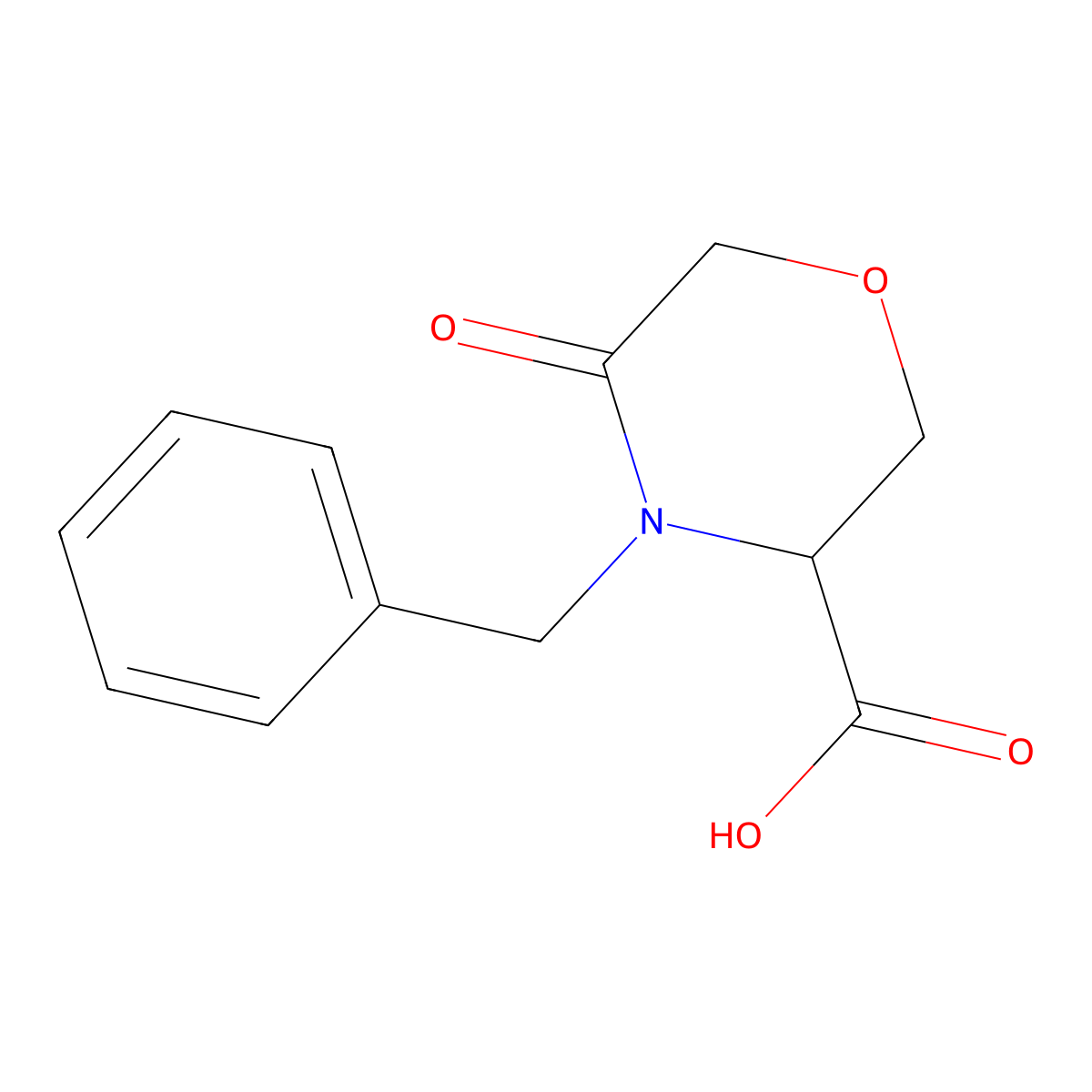 4-Benzyl-5-oxomorpholine-3-carboxylic acid molecular structure, CAS 106910-79-6