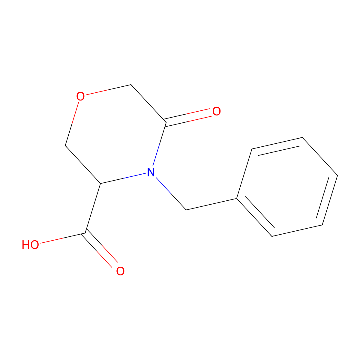 4-Benzyl-5-oxomorpholine-3-carboxylic acid molecular structure, CAS 106910-79-6