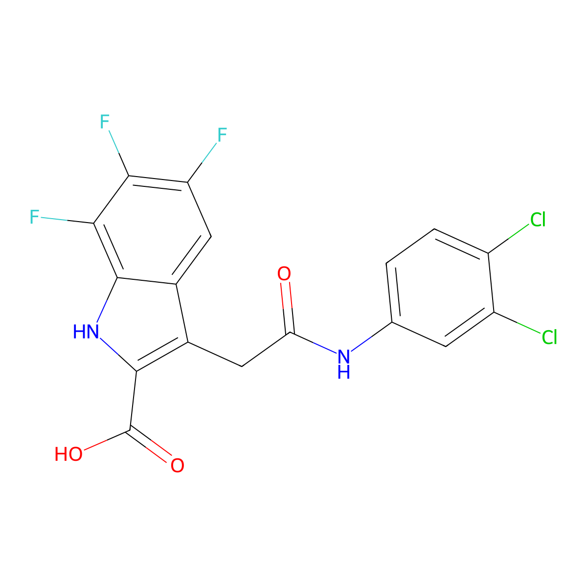 3-[2-(3,4-dichloroanilino)-2-oxoethyl]-5,6,7-trifluoro-1H-indole-2-carboxylic acid molecular structure, CAS 1069110-72-0