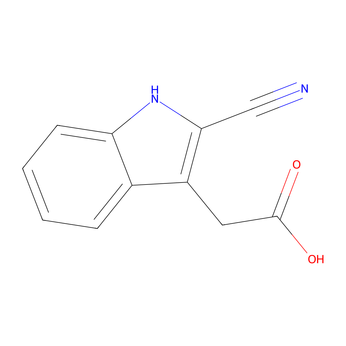 2-(2-Cyano-1H-indol-3-yl)acetic acid molecular structure, CAS 1069110-90-2