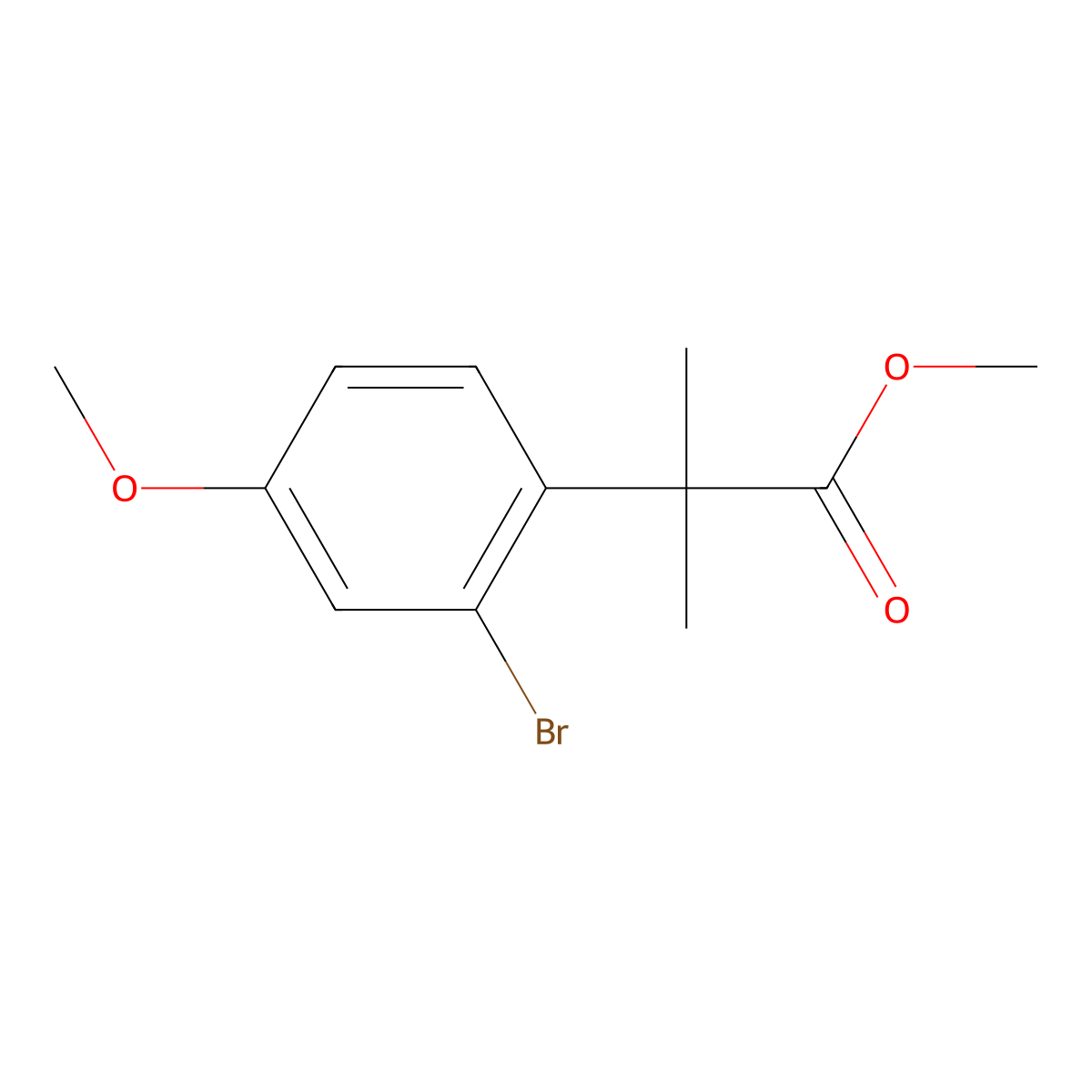 Methyl 2-(2-bromo-4-methoxyphenyl)-2-methylpropanoate molecular structure, CAS 1069114-97-1