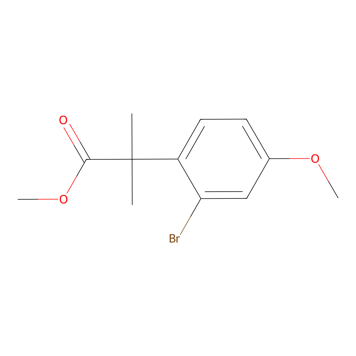 Methyl 2-(2-bromo-4-methoxyphenyl)-2-methylpropanoate molecular structure, CAS 1069114-97-1