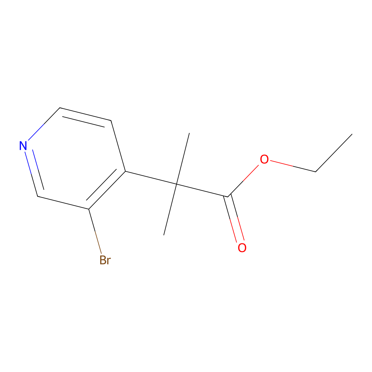 Ethyl 2-(3-bromopyridin-4-yl)-2-methylpropanoate molecular structure, CAS 1069115-10-1