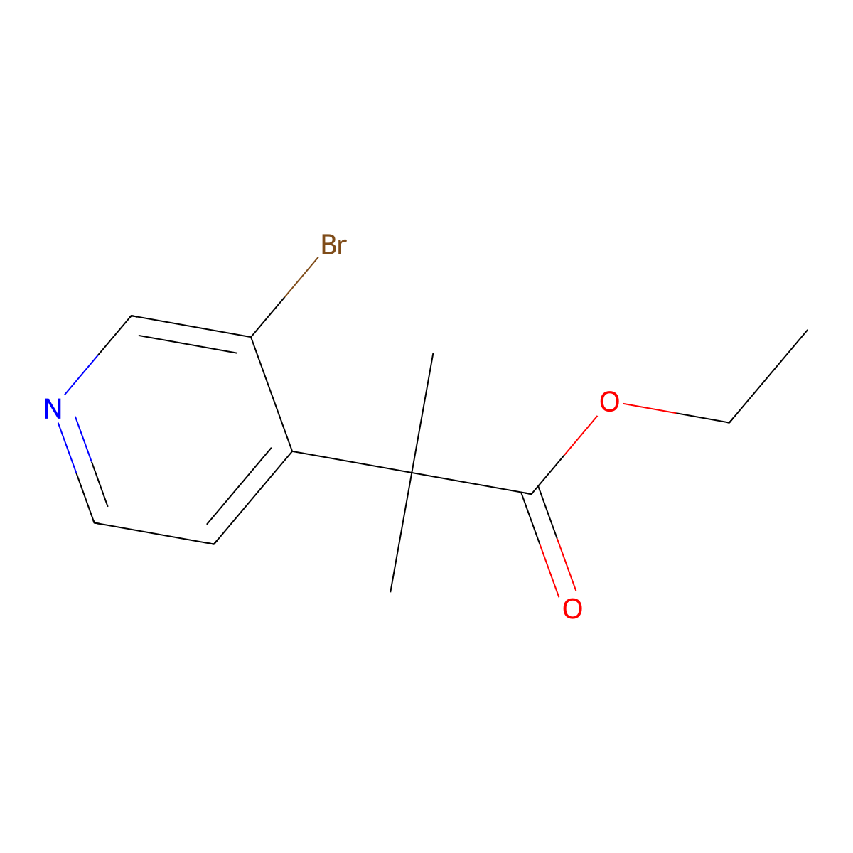 Ethyl 2-(3-bromopyridin-4-yl)-2-methylpropanoate molecular structure, CAS 1069115-10-1