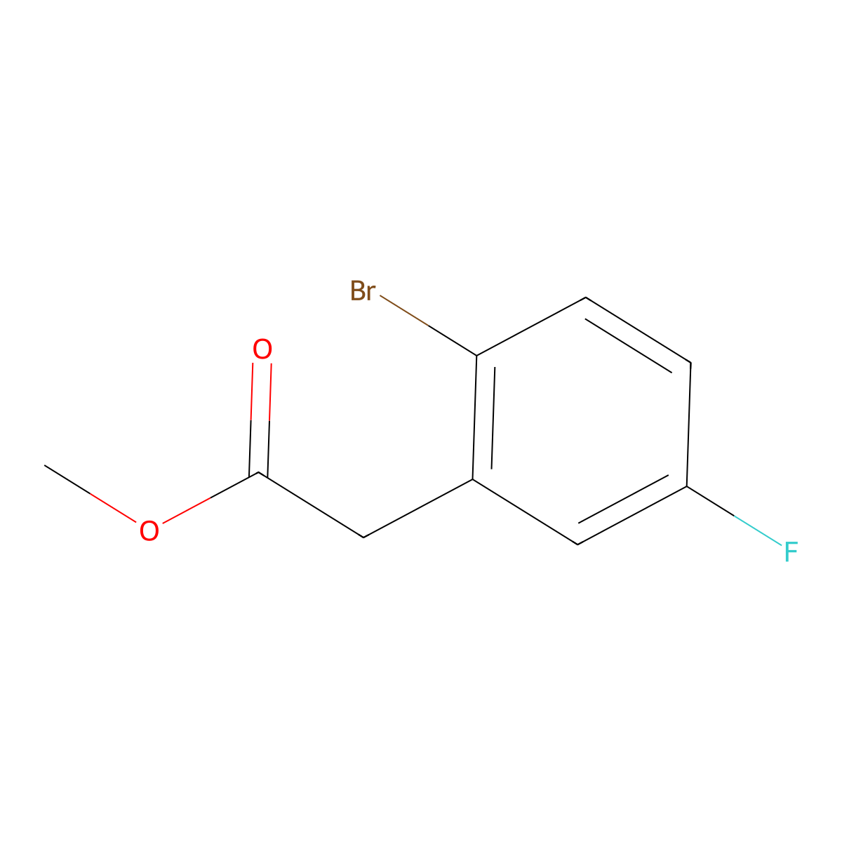 Methyl 2-(2-bromo-5-fluorophenyl)acetate molecular structure, CAS 1069115-12-3