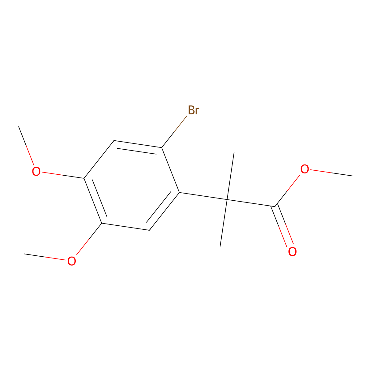 Methyl 2-(2-bromo-4,5-dimethoxyphenyl)-2-methylpropanoate molecular structure, CAS 1069115-22-5