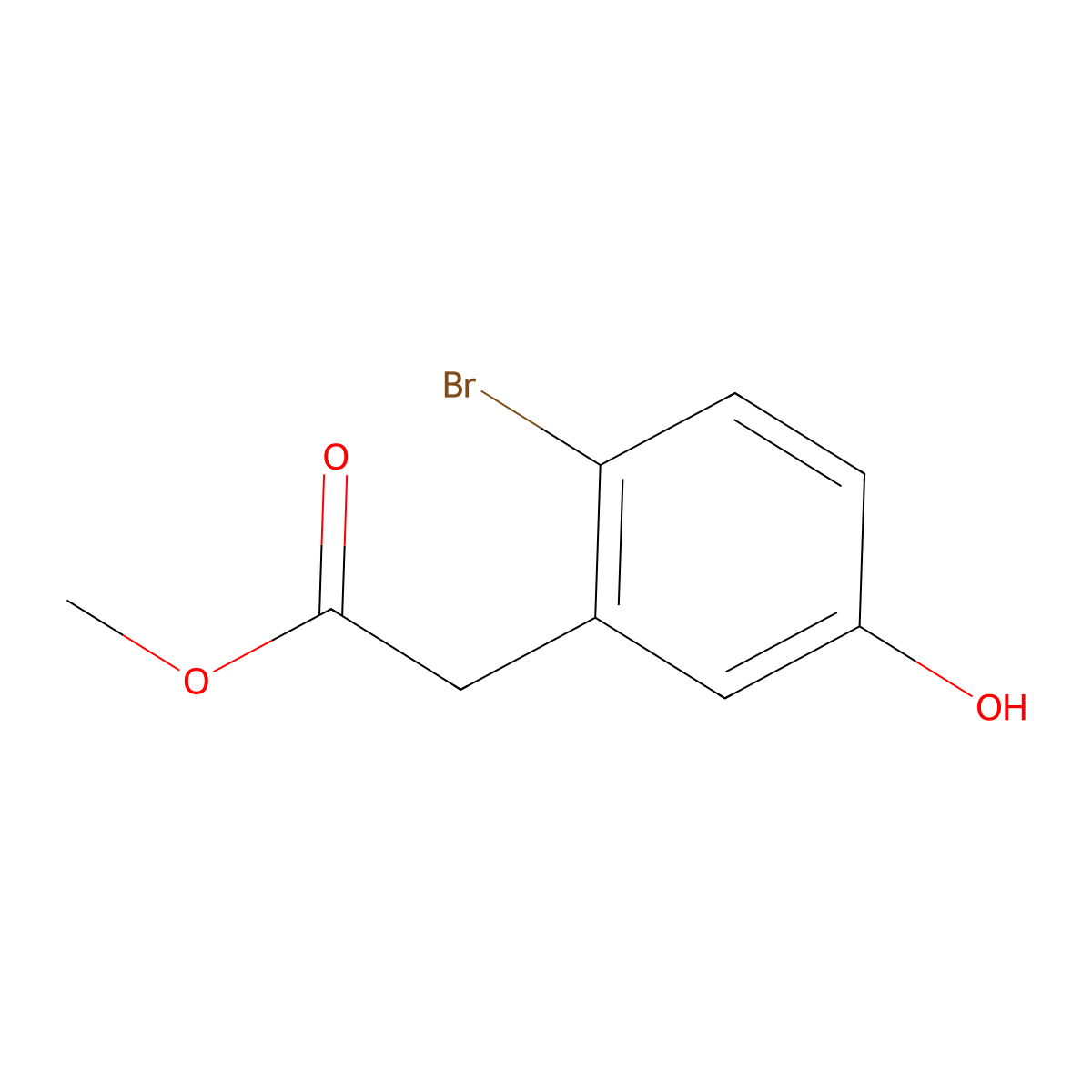 (2-Bromo-5-hydroxy-phenyl)-acetic acid methyl ester molecular structure, CAS 1069115-25-8