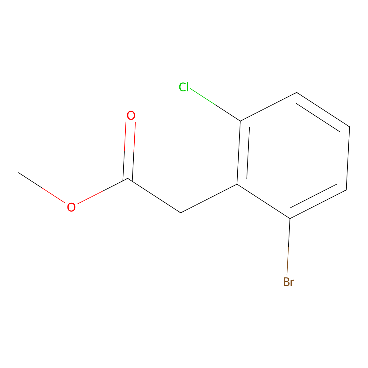 Methyl 2-(2-bromo-6-chlorophenyl)acetate molecular structure, CAS 1069115-38-3