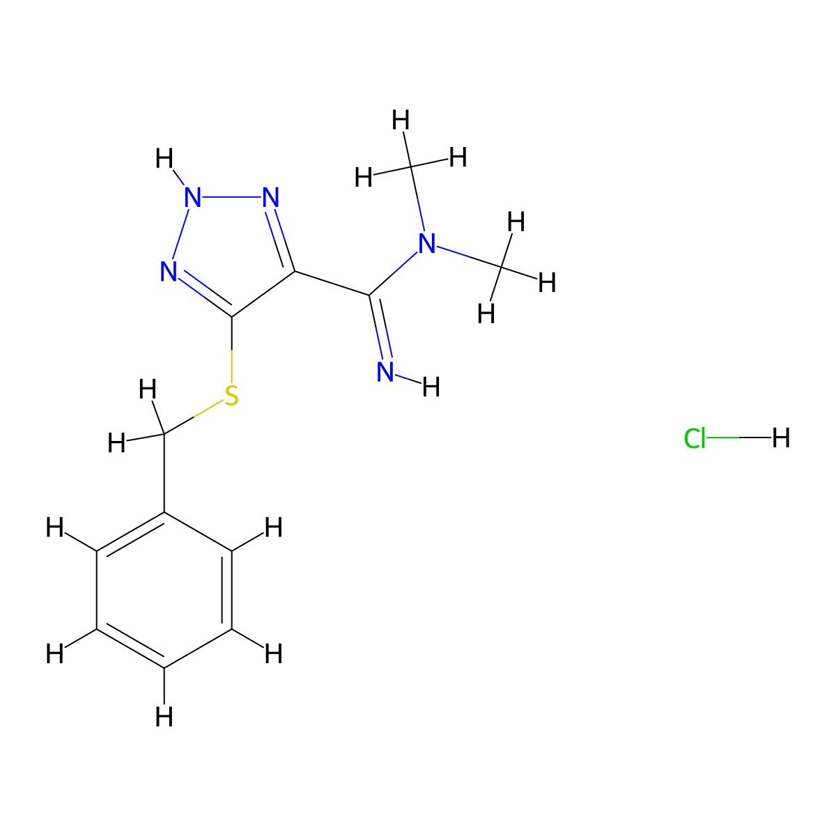 1H-1,2,3-Triazole-4-carboximidamide, N,N-dimethyl-5-((phenylmethyl)thio)-, monohydrochloride molecular structure, CAS 106913-58-0