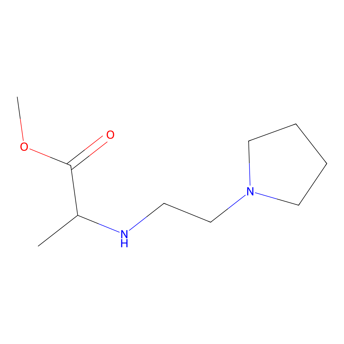 Methyl 2-{[2-(pyrrolidin-1-yl)ethyl]amino}propanoate molecular structure, CAS 1069136-13-5