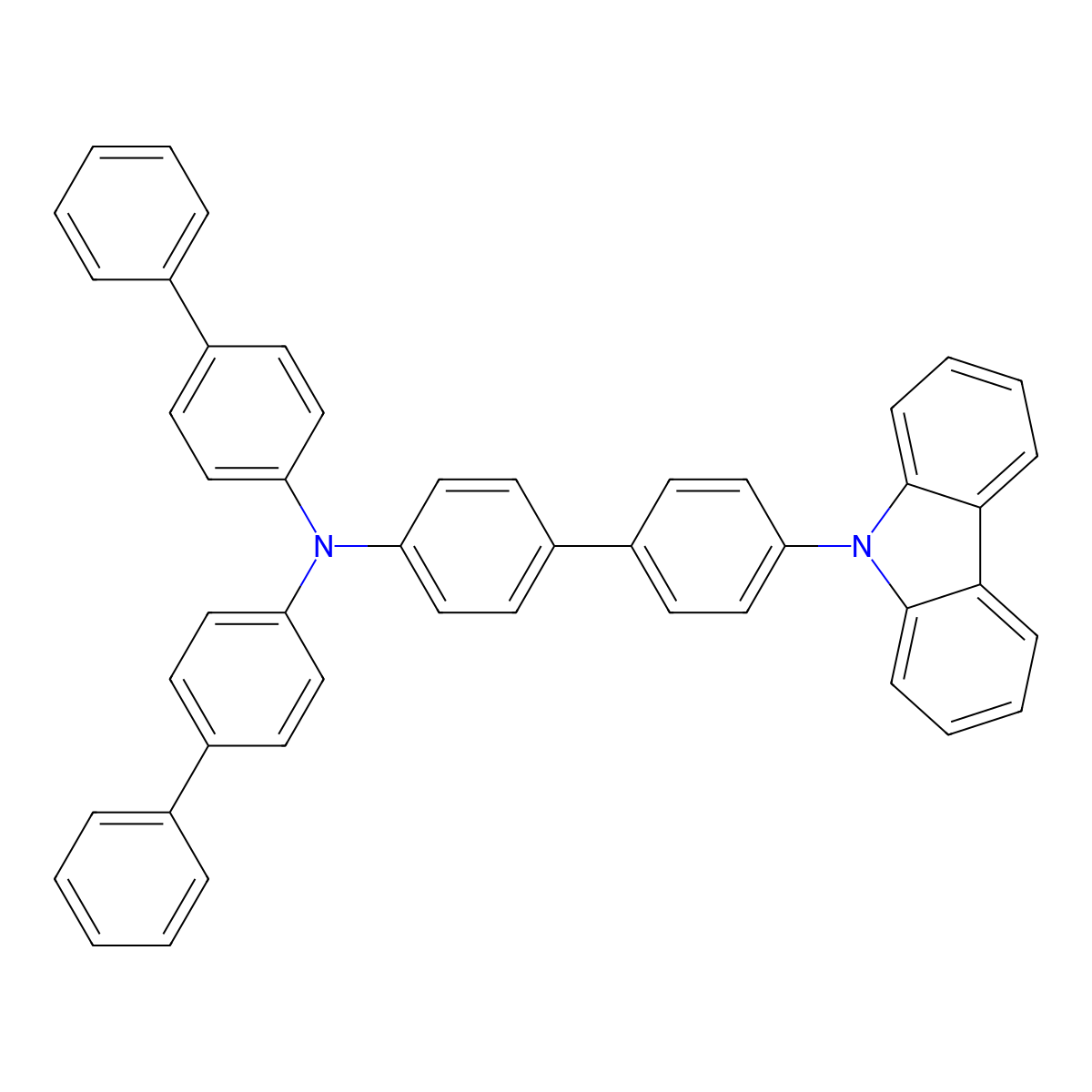 [1,1'-Biphenyl]-4-amine, N,N-bis([1,1'-biphenyl]-4-yl)-4'-(9H-carbazol-9-yl)- molecular structure, CAS 1069137-74-1