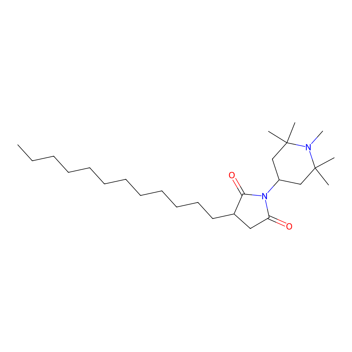 2,5-Pyrrolidinedione, 3-dodecyl-1-(1,2,2,6,6-pentamethyl-4-piperidinyl)- molecular structure, CAS 106917-30-0