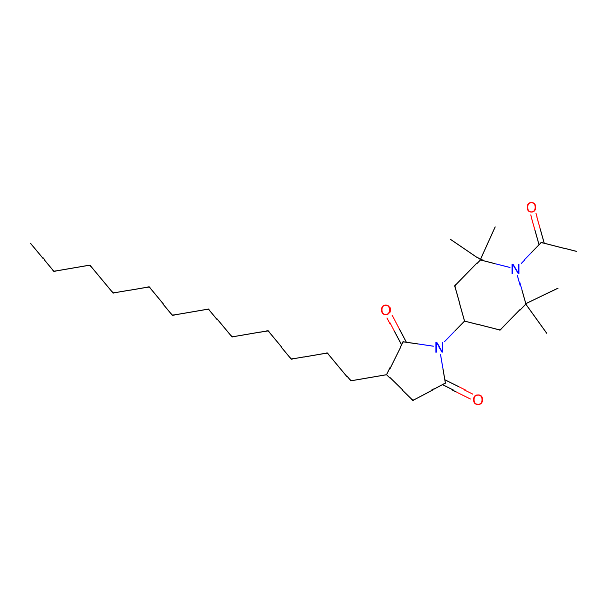 2,5-Pyrrolidinedione, 1-(1-acetyl-2,2,6,6-tetramethyl-4-piperidinyl)-3-dodecyl- molecular structure, CAS 106917-31-1