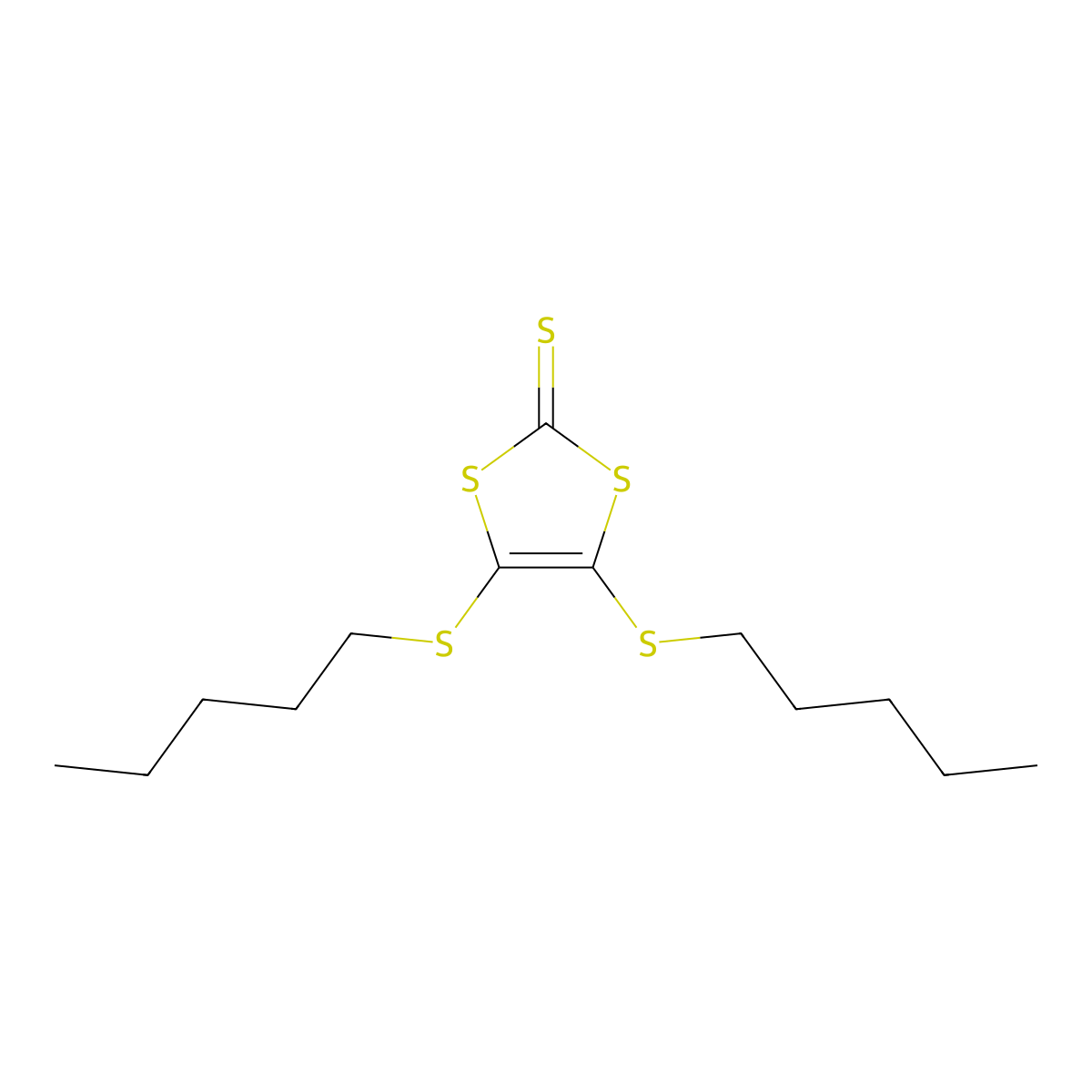 1,3-Dithiole-2-thione, 4,5-bis(pentylthio)- molecular structure, CAS 106920-25-6