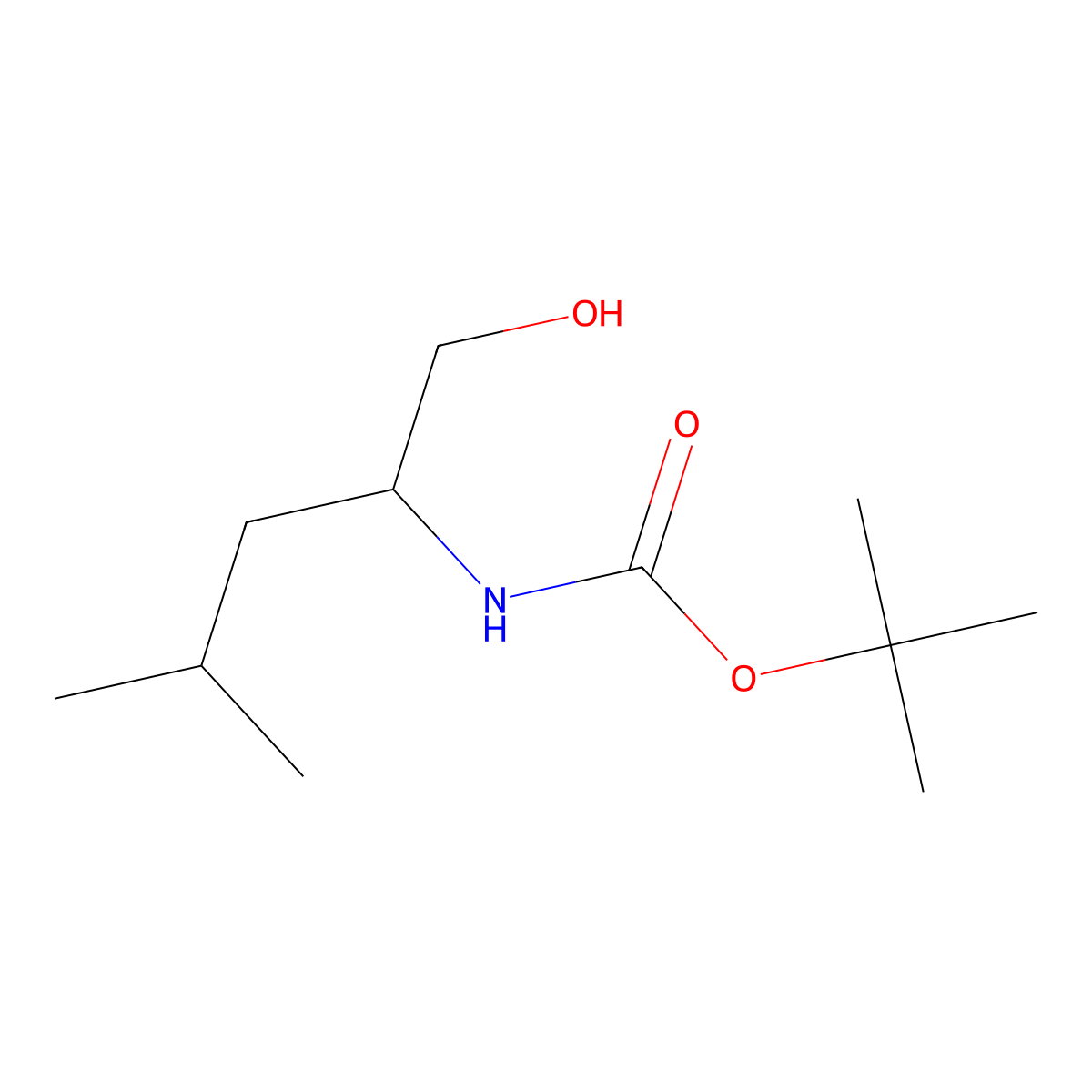 tert-butyl N-((2R)-1-hydroxy-4-methylpentan-2-yl)carbamate molecular structure, CAS 106930-51-2