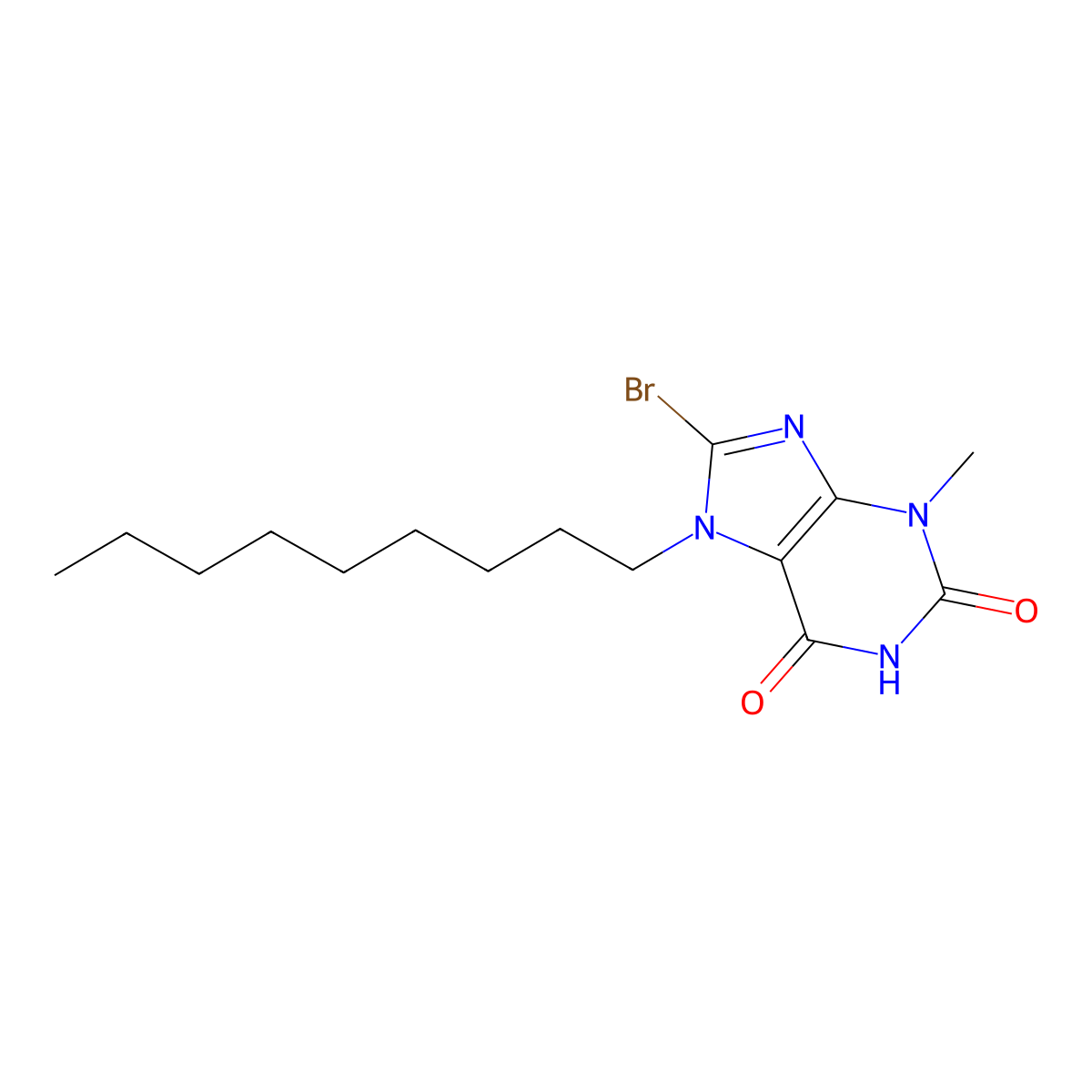 8-Bromo-3-methyl-7-nonyl-3,7-dihydro-1H-purine-2,6-dione molecular structure, CAS 106939-14-4