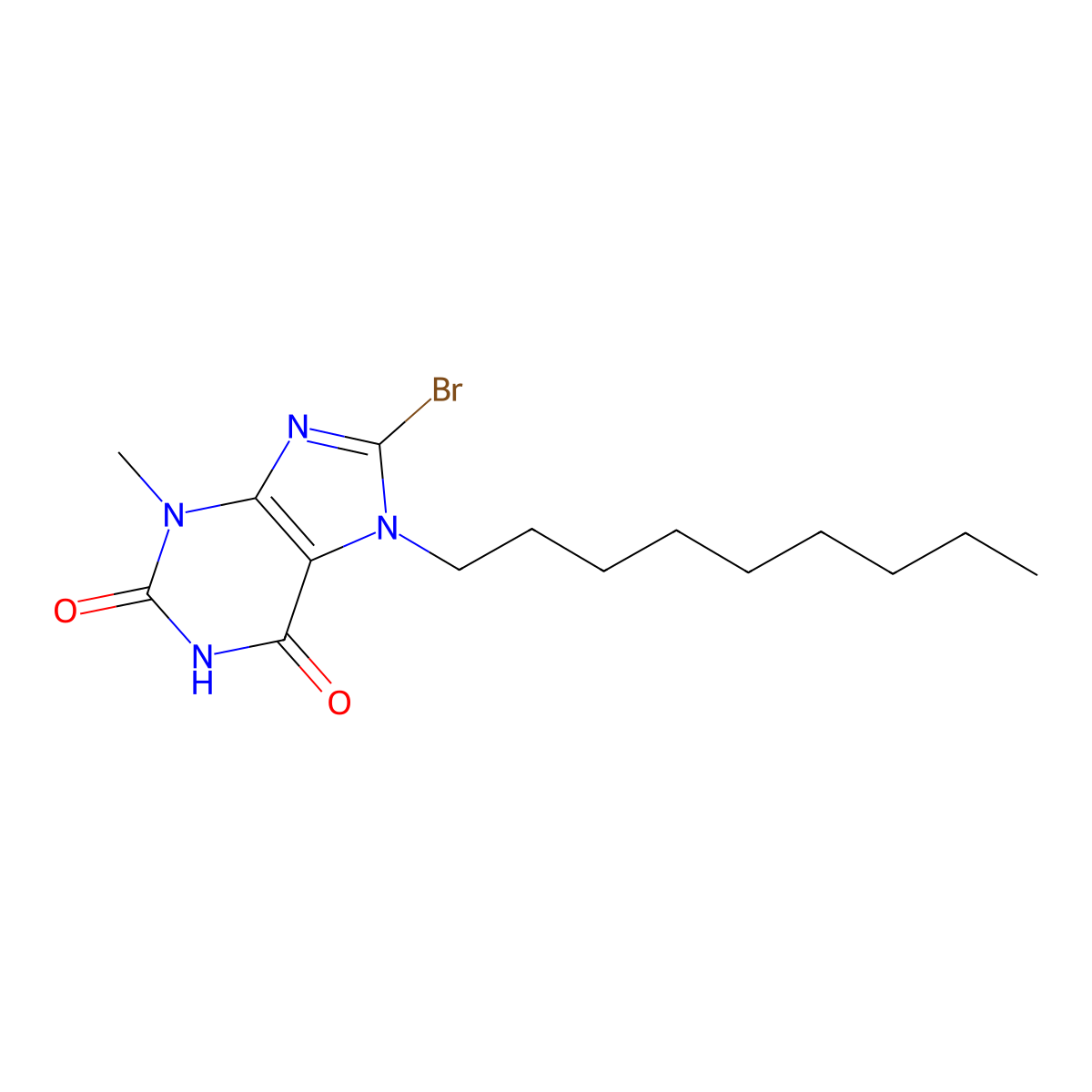 8-Bromo-3-methyl-7-nonyl-3,7-dihydro-1H-purine-2,6-dione molecular structure, CAS 106939-14-4