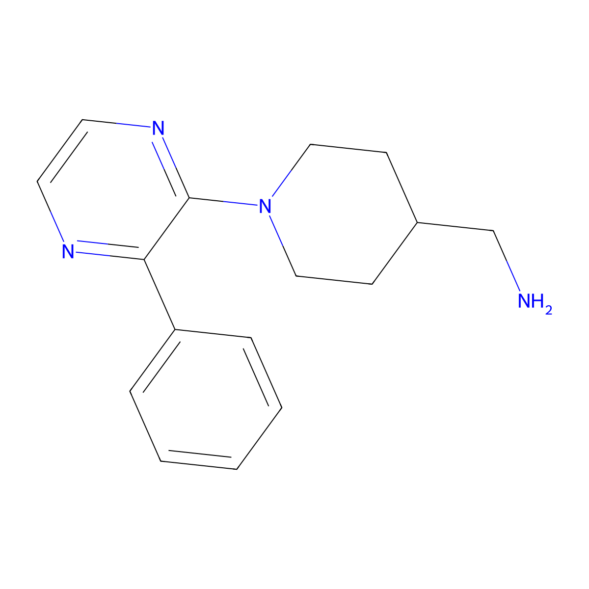 (1-(3-Phenylpyrazin-2-yl)piperidin-4-yl)methanamine molecular structure, CAS 1069473-58-0