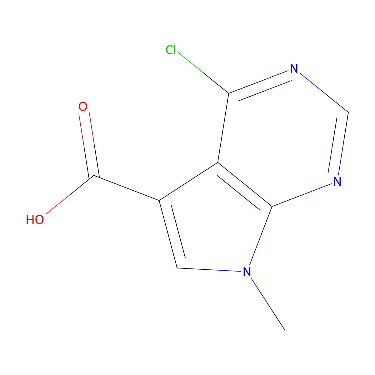 4-chloro-7-methyl-7H-pyrrolo[2,3-d]pyrimidine-5-carboxylic acid molecular structure, CAS 1069473-61-5